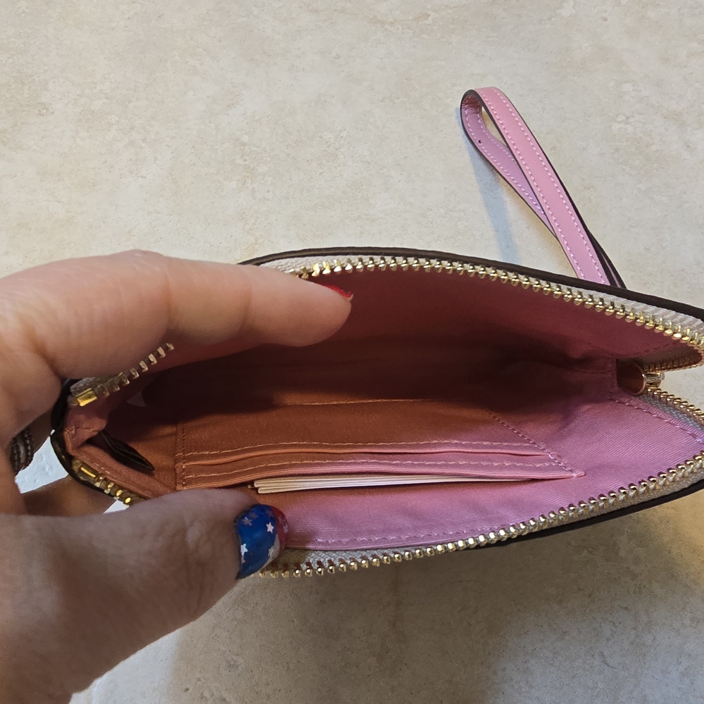 Coach Beige and Pink Wristlet - Picture 2 of 3